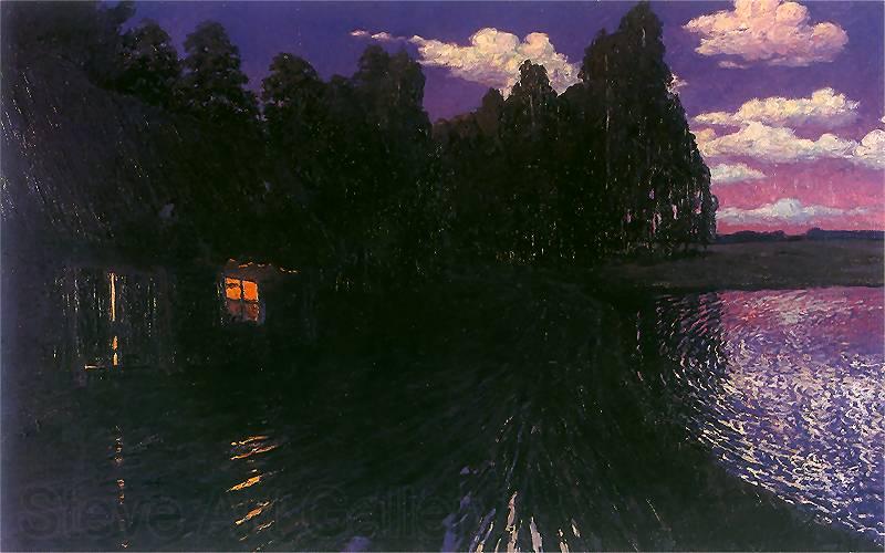 Stanislaw Ignacy Witkiewicz Landscape by night Norge oil painting art